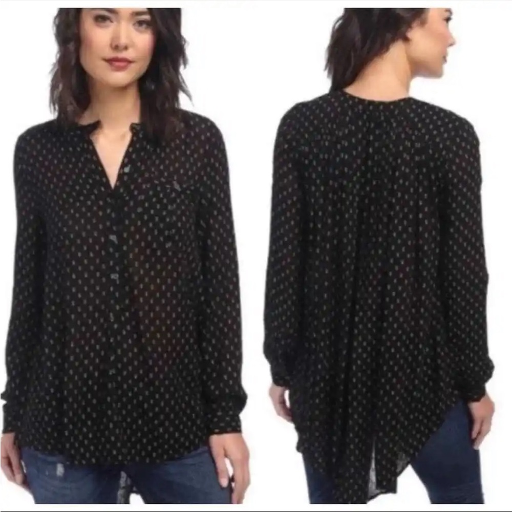 Free people women’s black floral high low tunic top